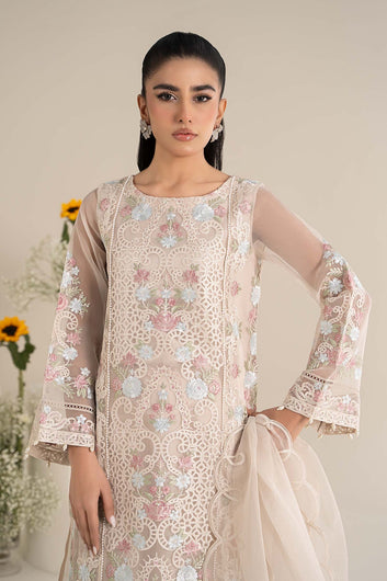 3 Piece Embroidered Organza Suit