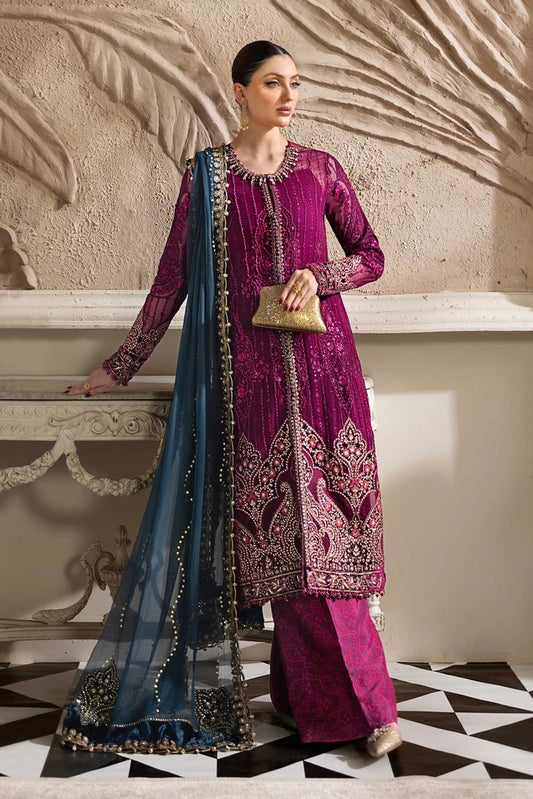Magenta Glam – Luxury Embroidered Chiffon 3-Piece